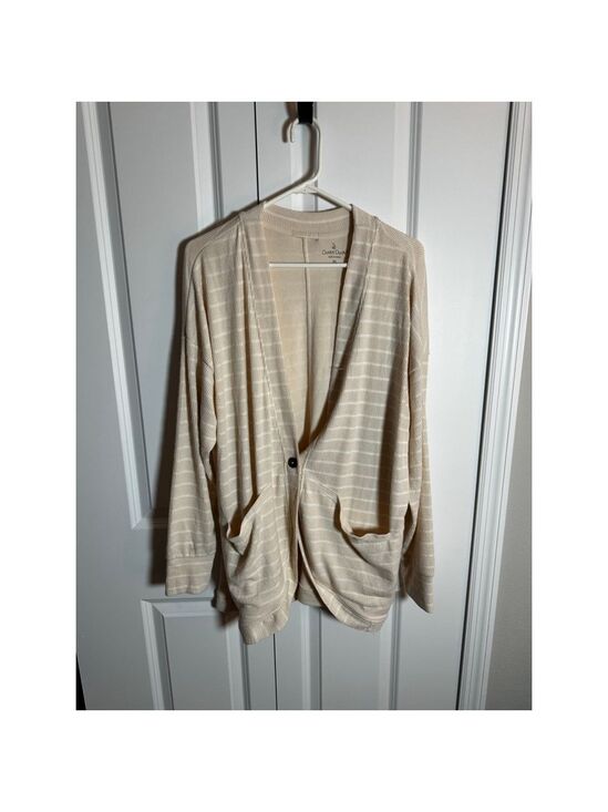 Cuddl Duds Sweaters - Cuddl Duds Cardigan XL Beige White Striped